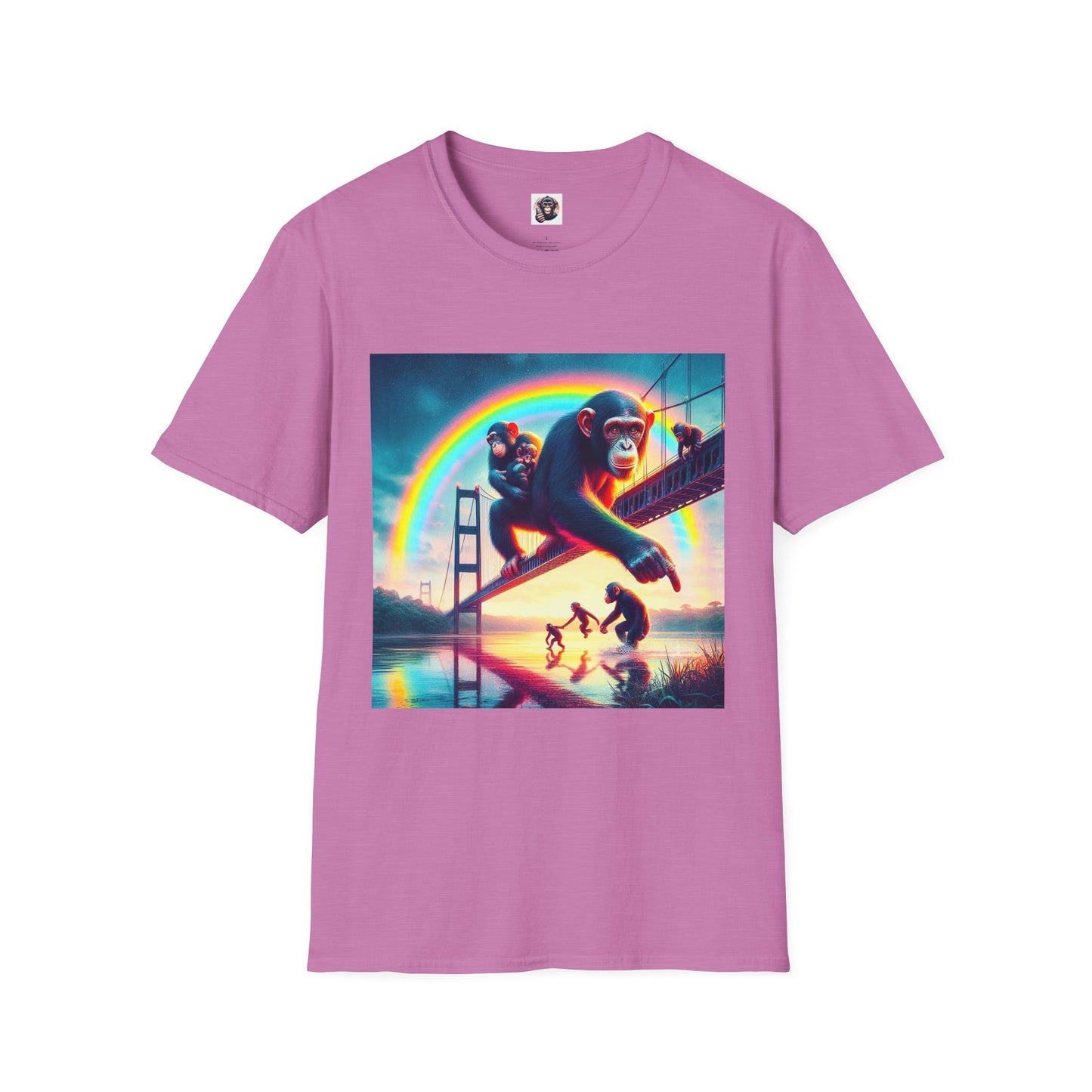Bonobo rainbow and clouds T-Shirt Printify S Heather Radiant Orchid