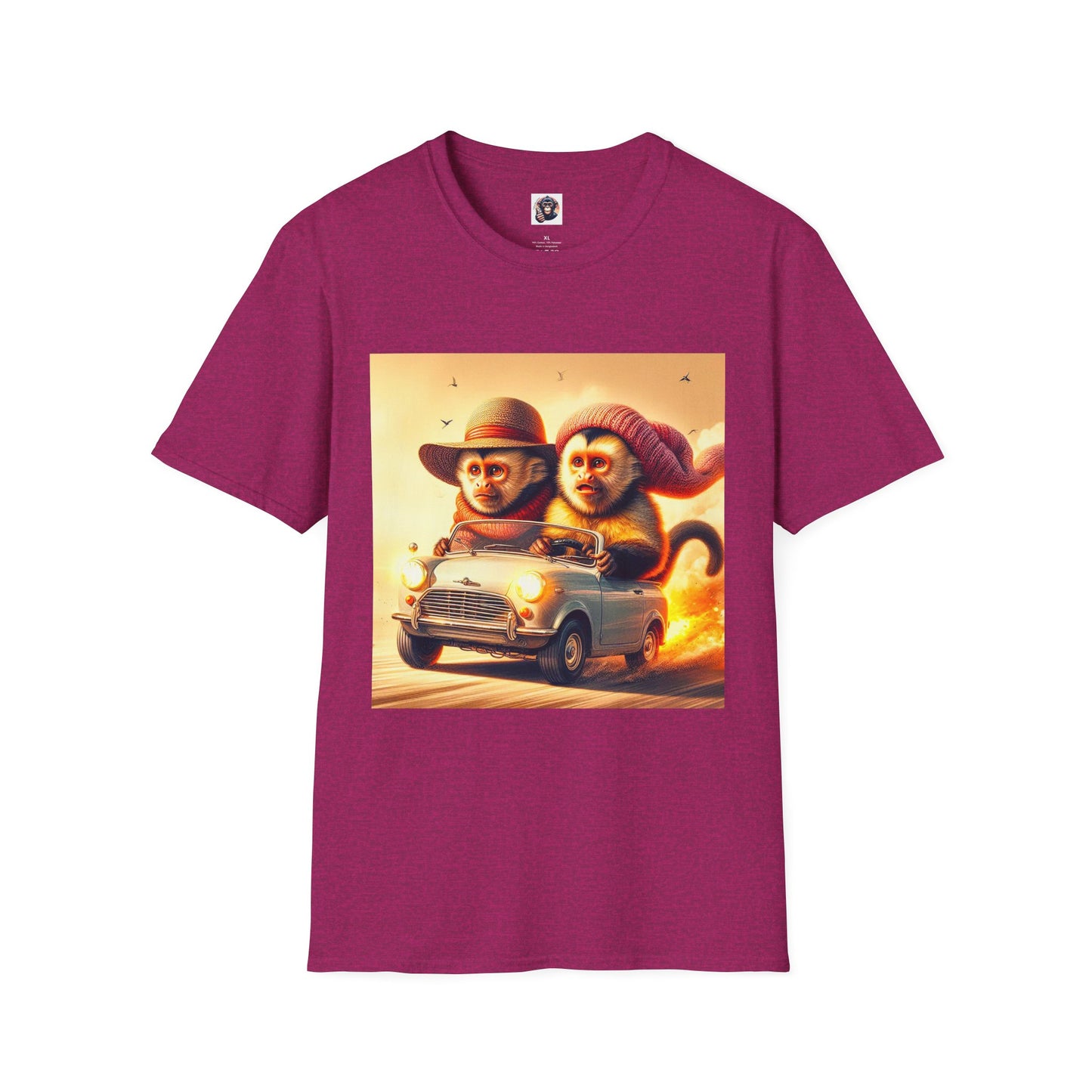 Wacky Capuchin Monkey dessert driving T-Shirt Printify S Antique Heliconia