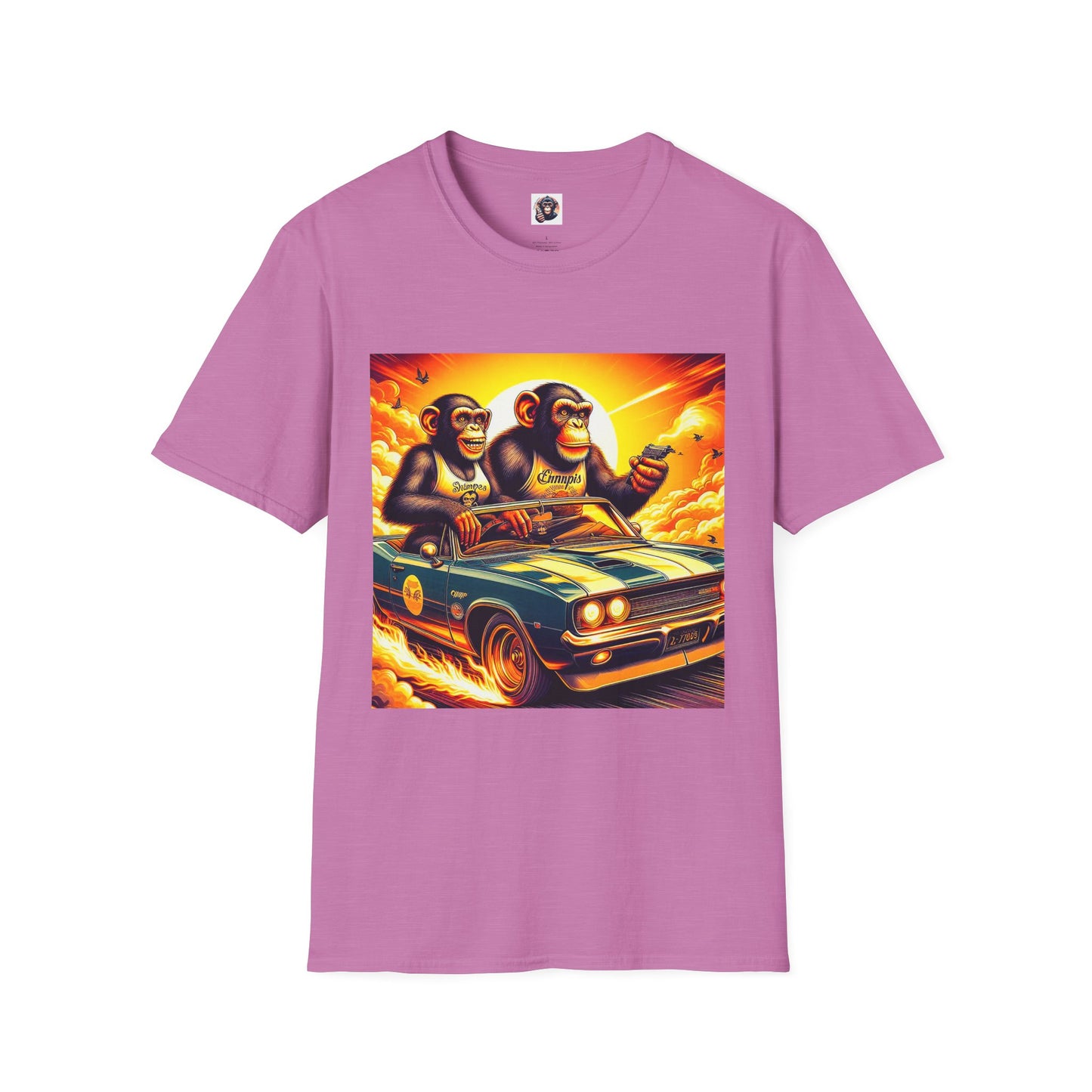 Wacky Chimp car driving T-Shirt Printify S Heather Radiant Orchid