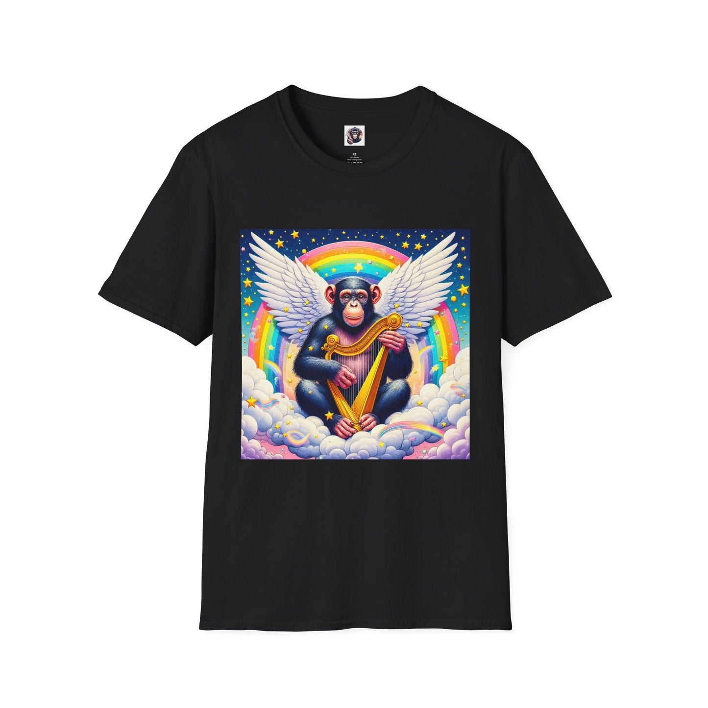 Bonobo harp player T-Shirt Printify XS Black