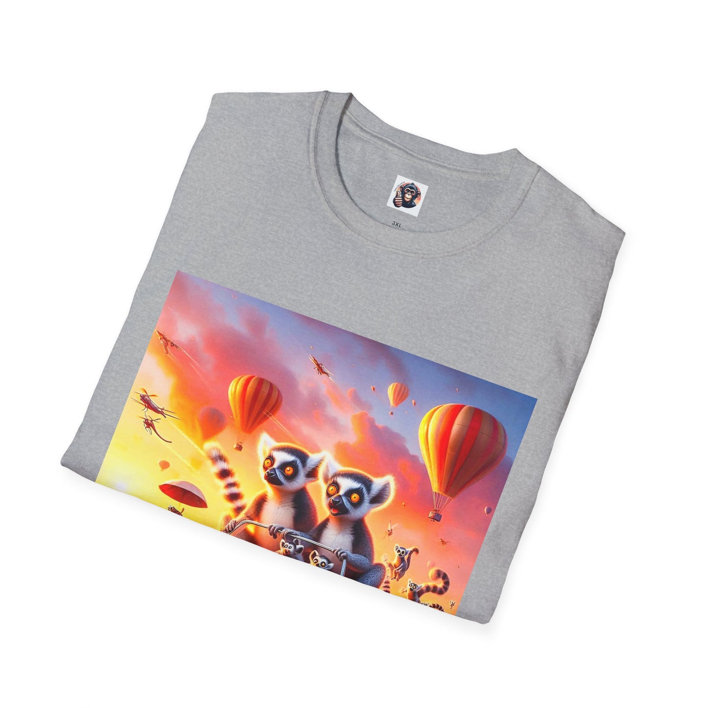 Wacky Lemurs hot air balloon T-Shirt Printify