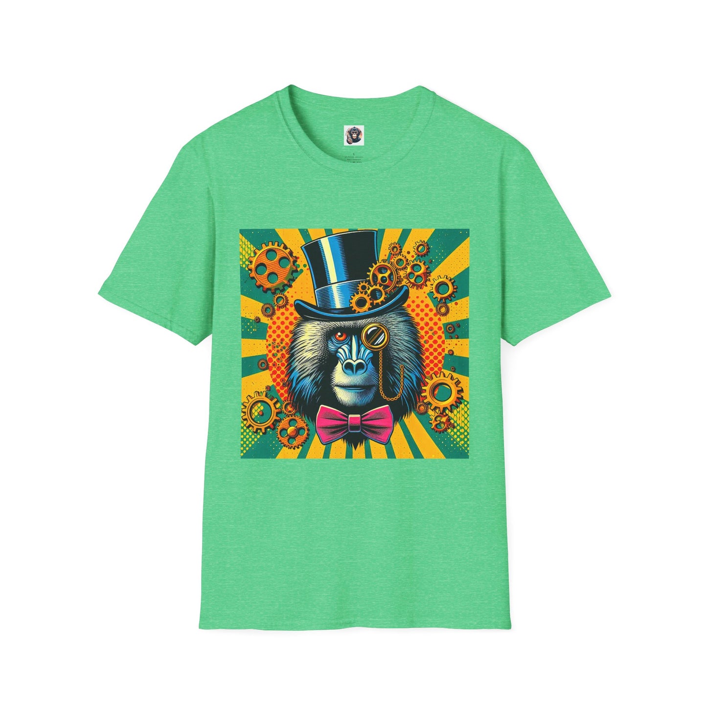 Baboon steam punk T-Shirt Printify S Heather Irish Green