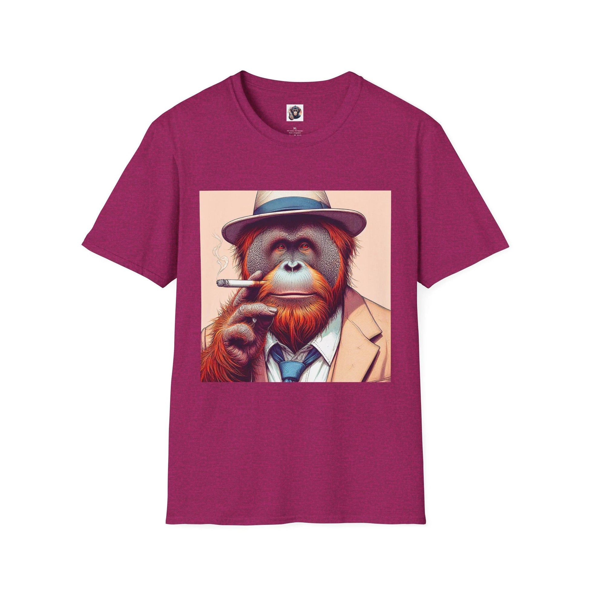 Orangutan Smoking Graphic T Shirt With Hat In Suit Creative Cotton Tee Unisex Short Sleeves T-Shirt Printify S Antique Heliconia