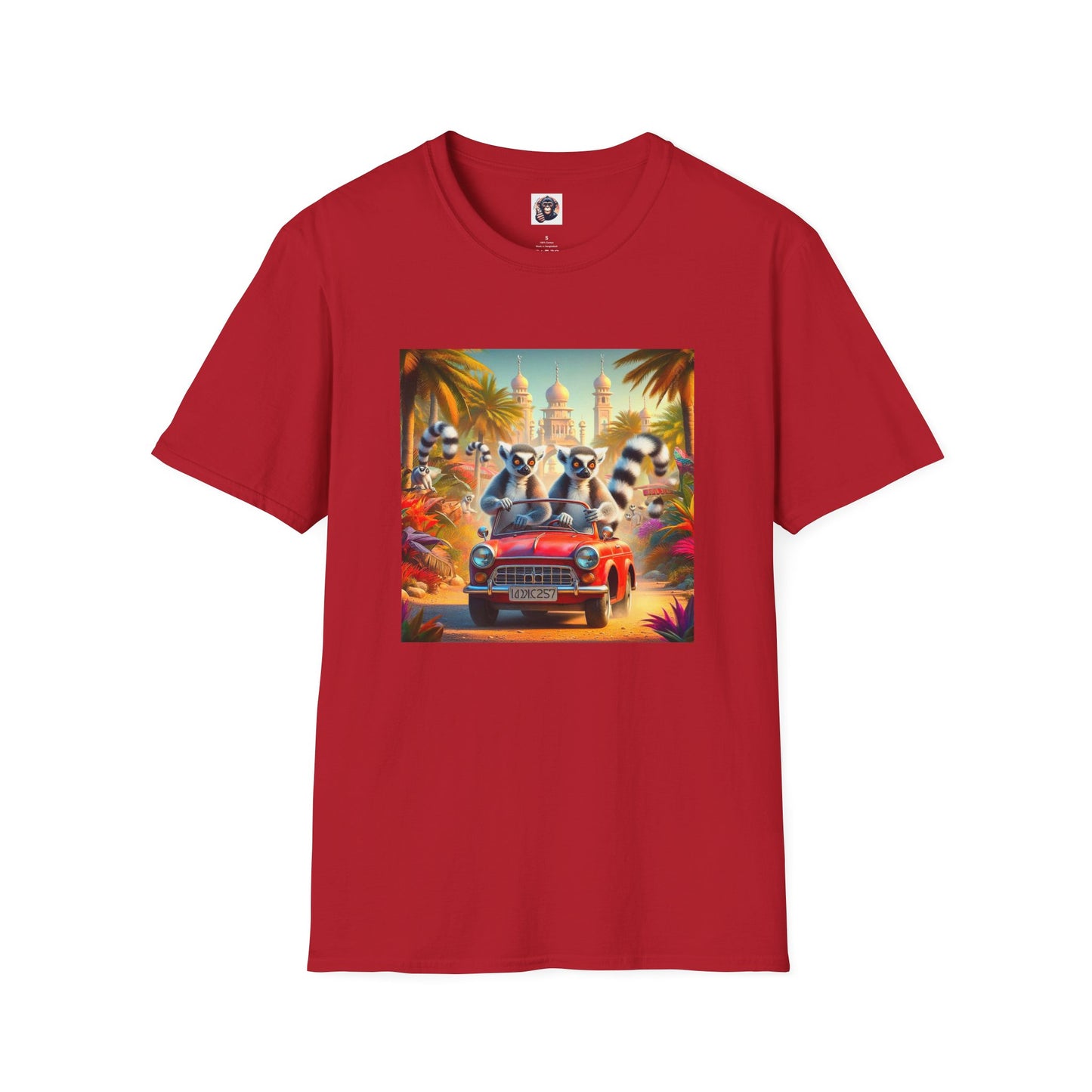 Wacky Lemurs red car T-Shirt Printify S Cherry Red
