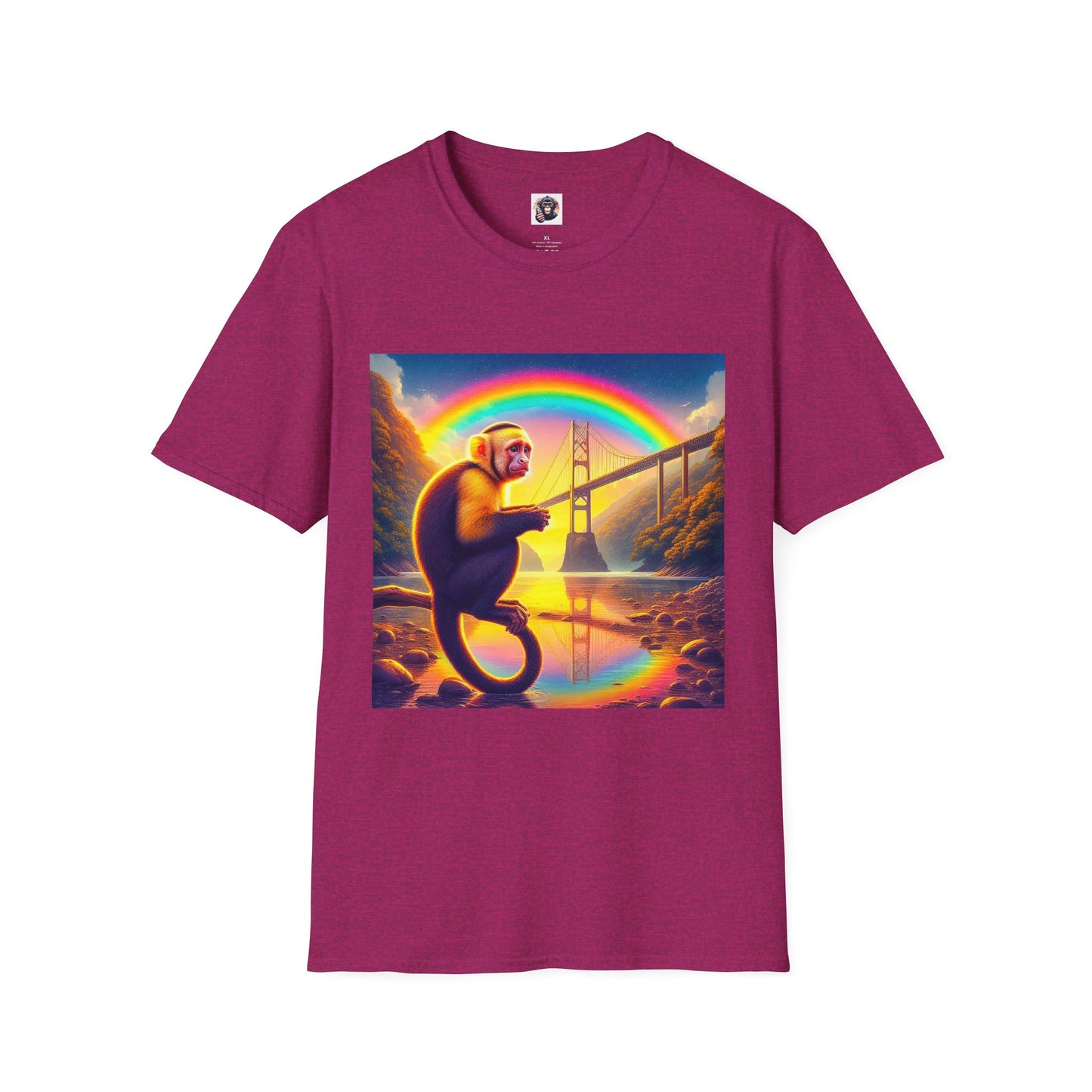 Capuchin Monkey rainbow bridge shirt T-Shirt Printify S Antique Heliconia