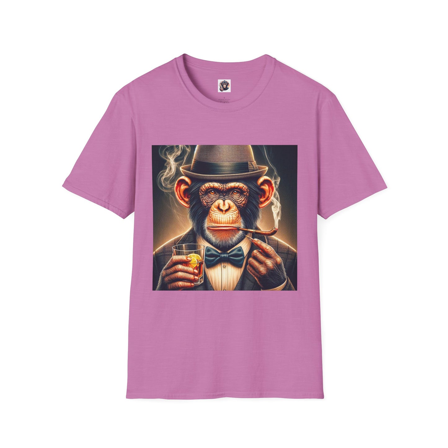 Chimp whiskey and cigars T-Shirt Printify S Heather Radiant Orchid