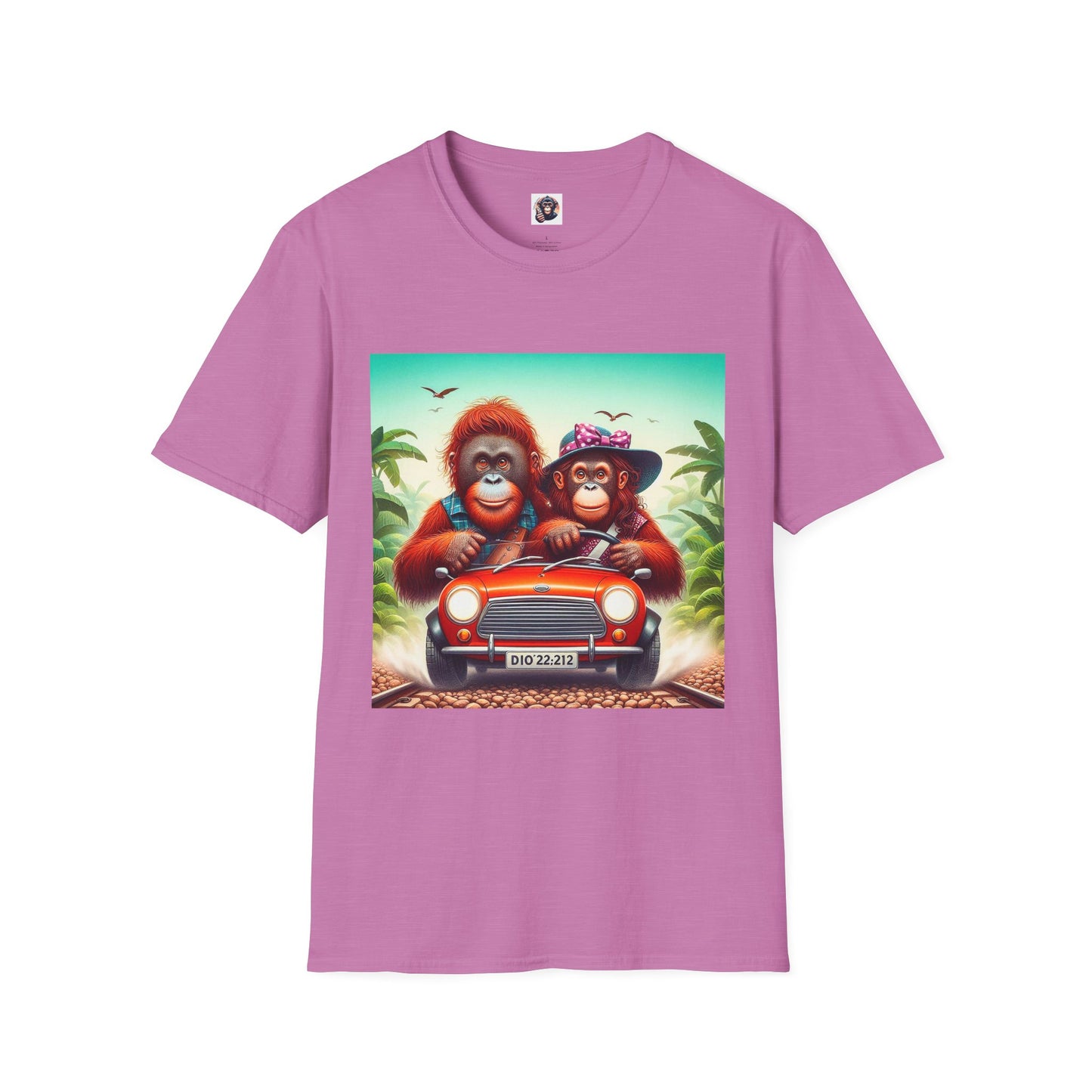 Wacky Orangutans friends driving T-Shirt Printify S Heather Radiant Orchid