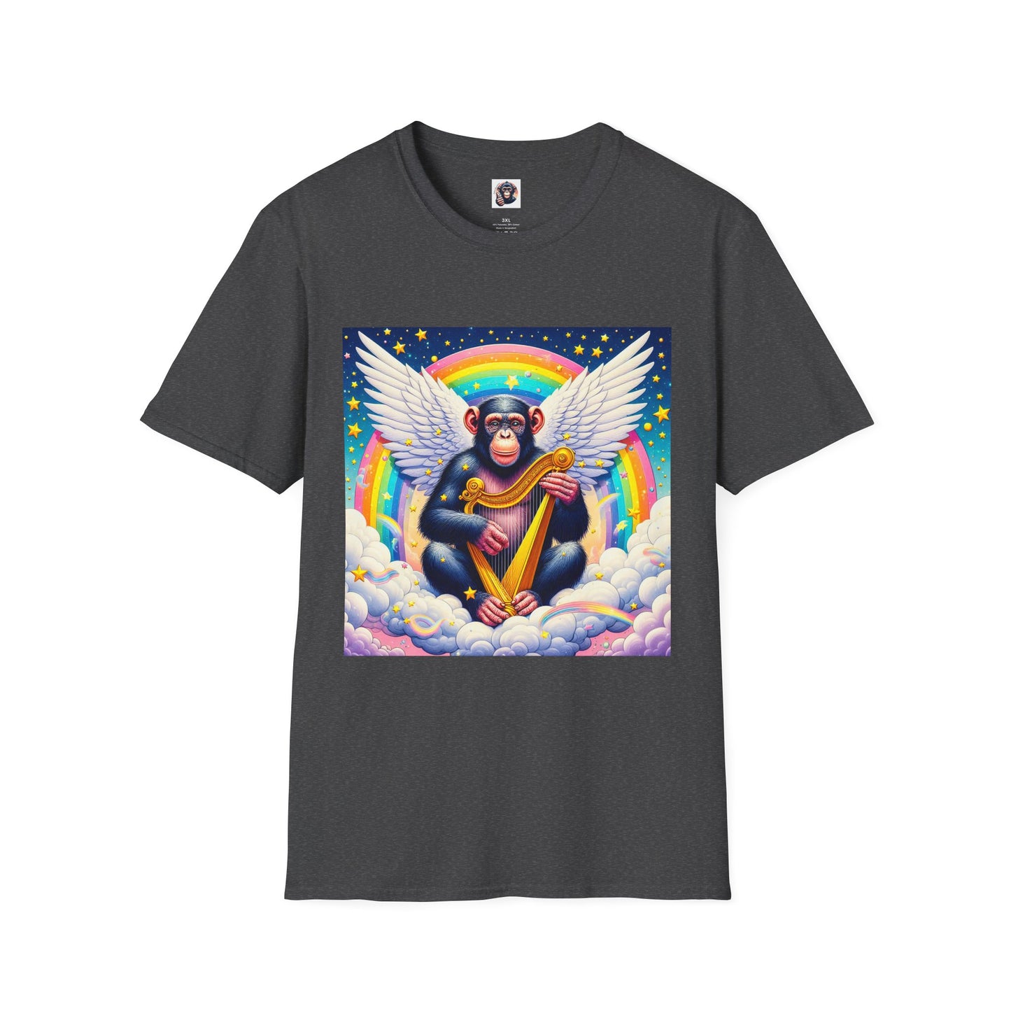Bonobo harp player T-Shirt Printify XS Dark Heather