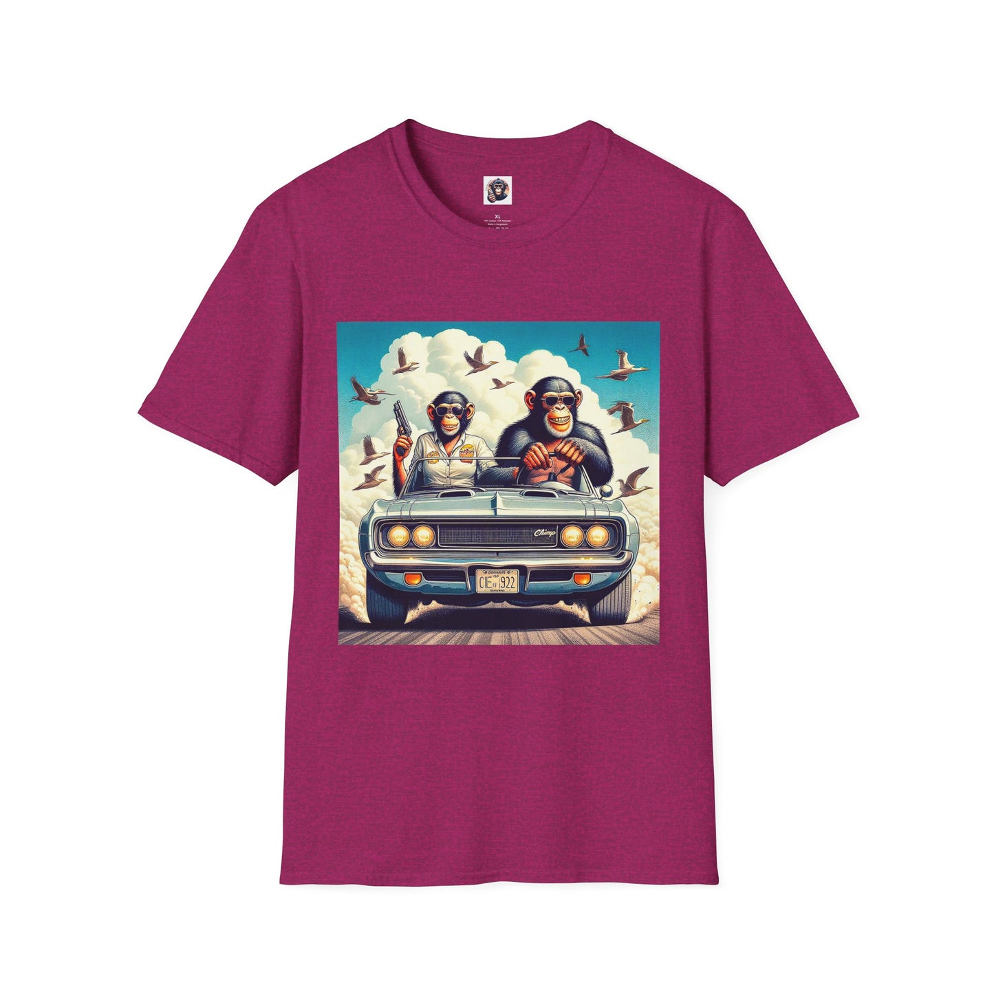 Wacky Chimp driving fun T-Shirt Printify S Antique Heliconia