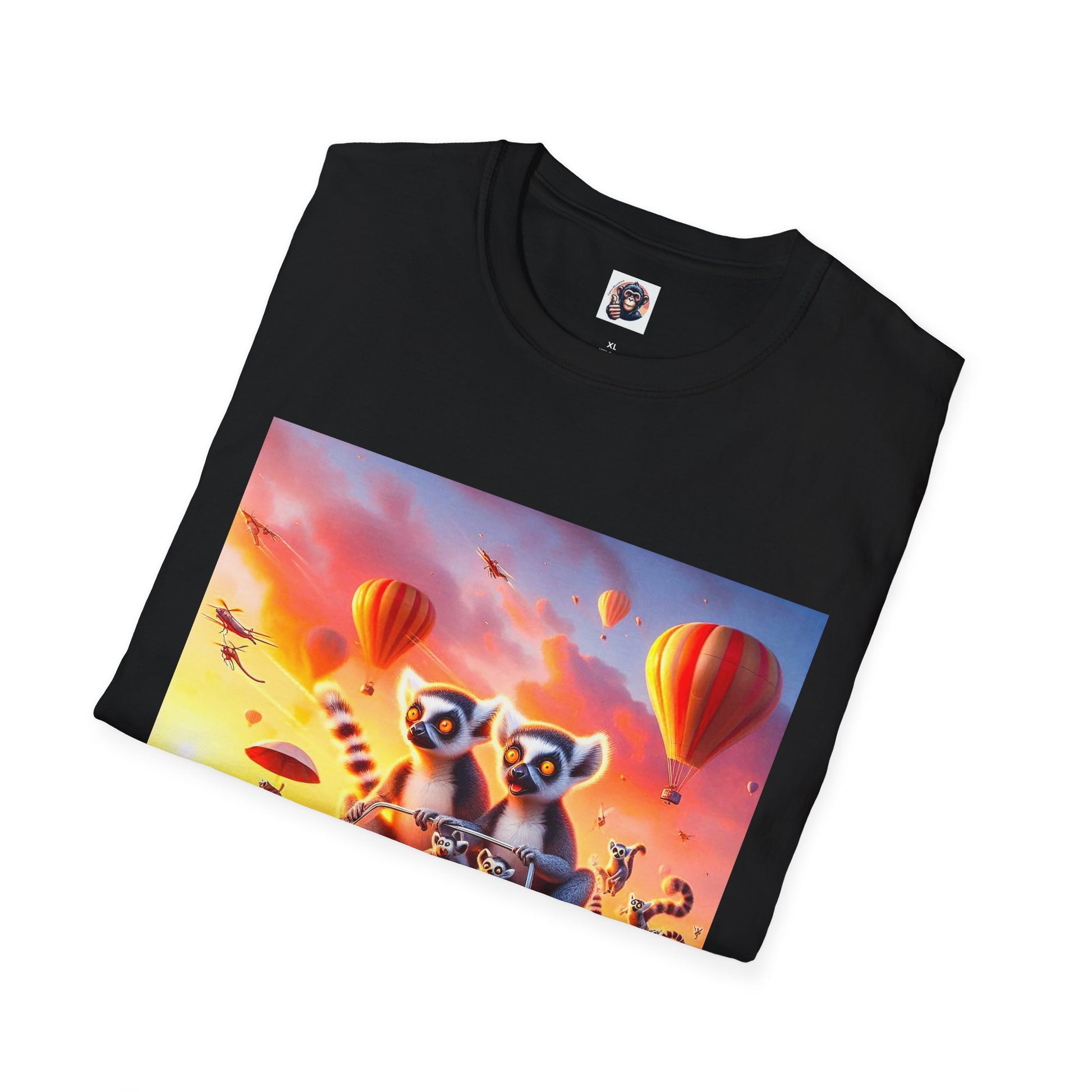Wacky Lemurs hot air balloon T-Shirt Printify