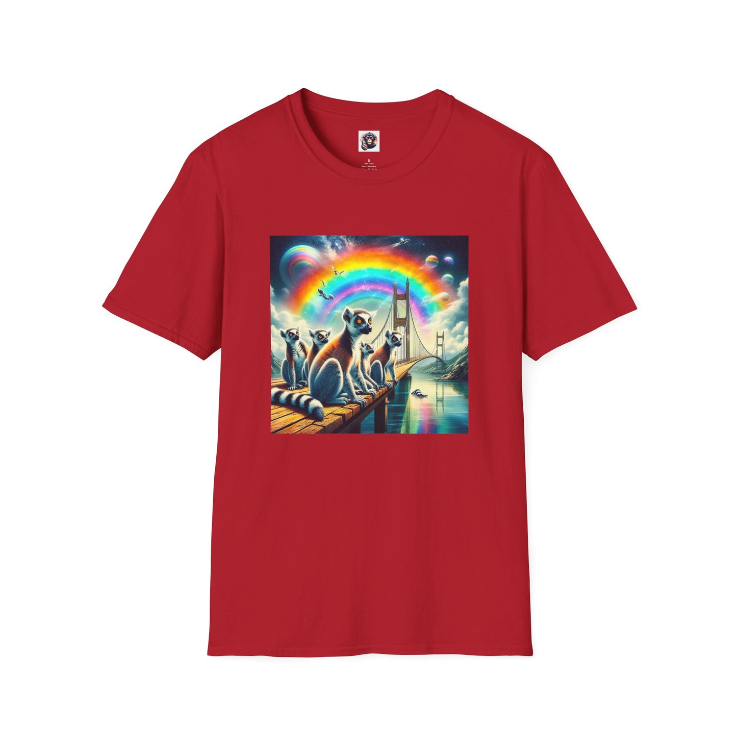 Lemurs rainbow bridge T-Shirt Printify S Cherry Red
