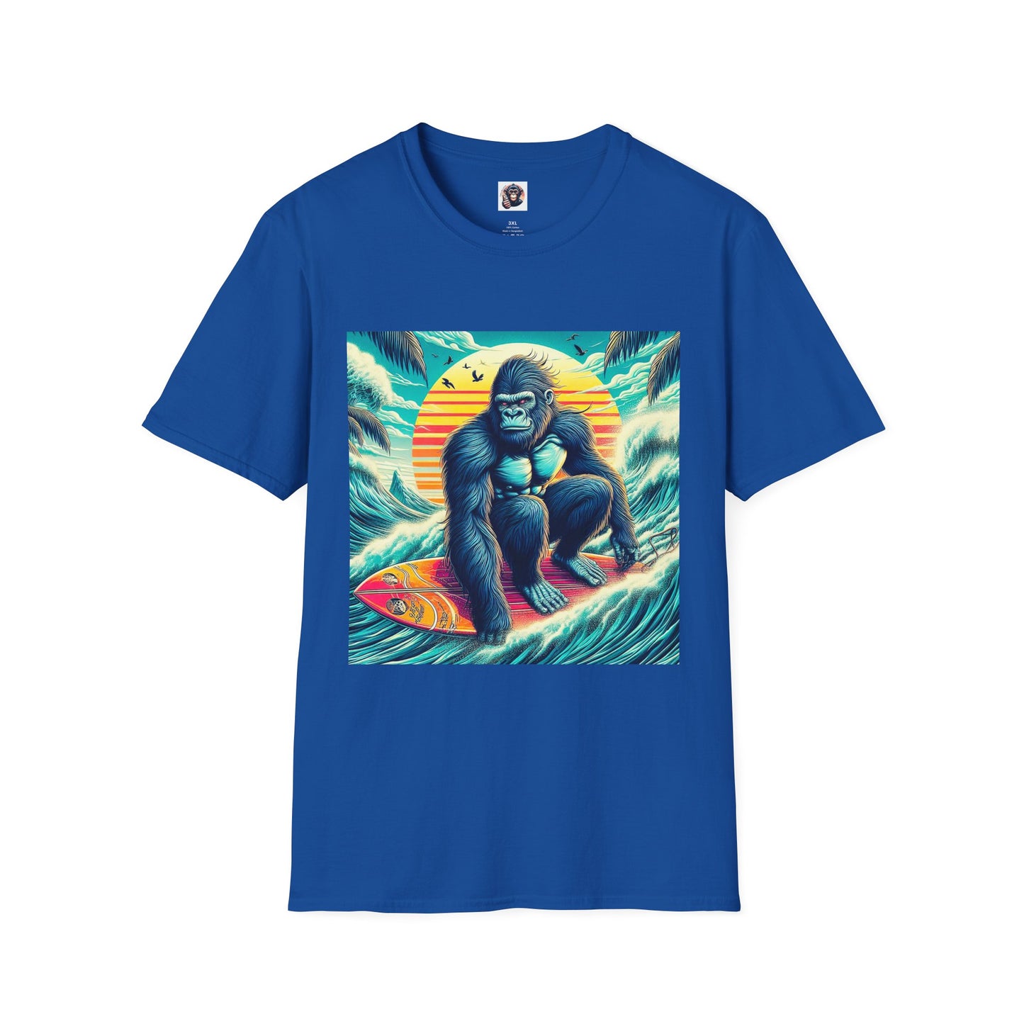 Gorilla beach surfer T-Shirt Printify XS Royal