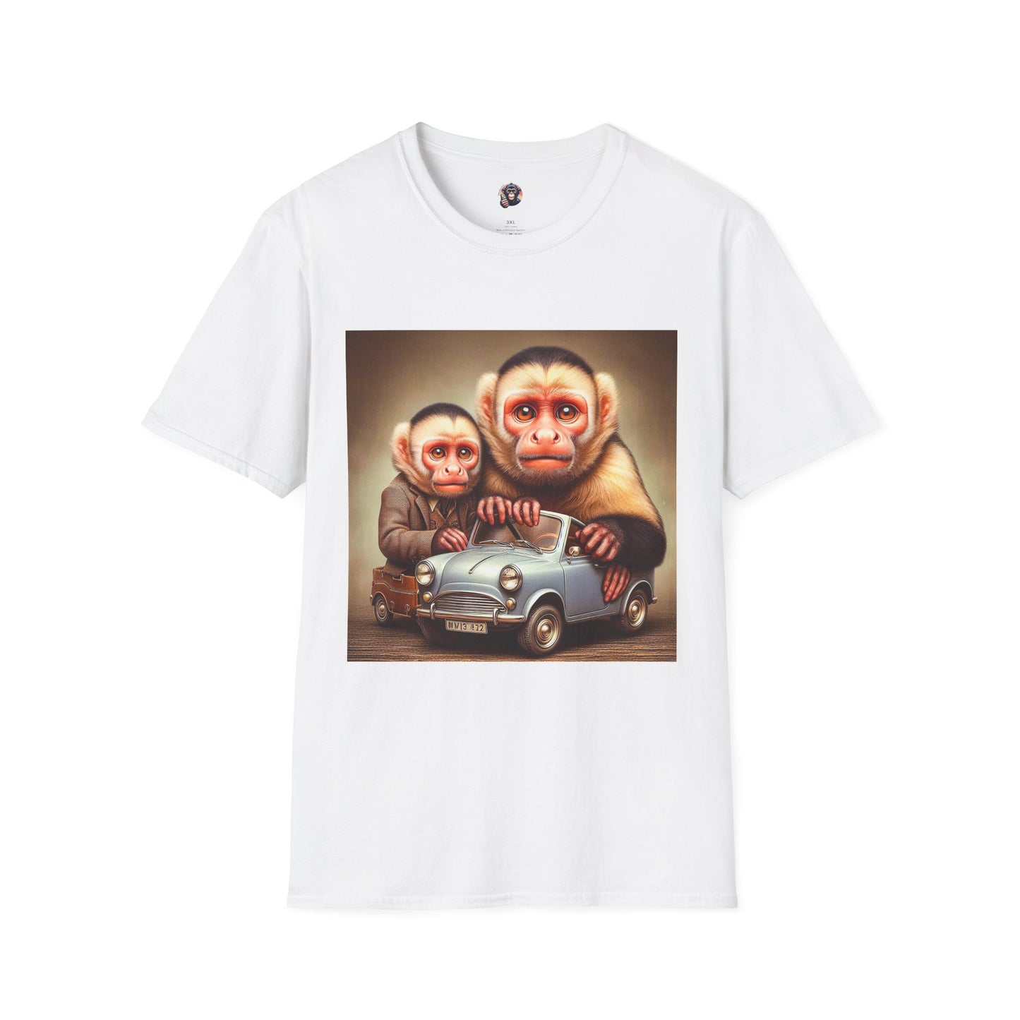 Wacky Capuchin Monkey T-Shirt Printify S White 