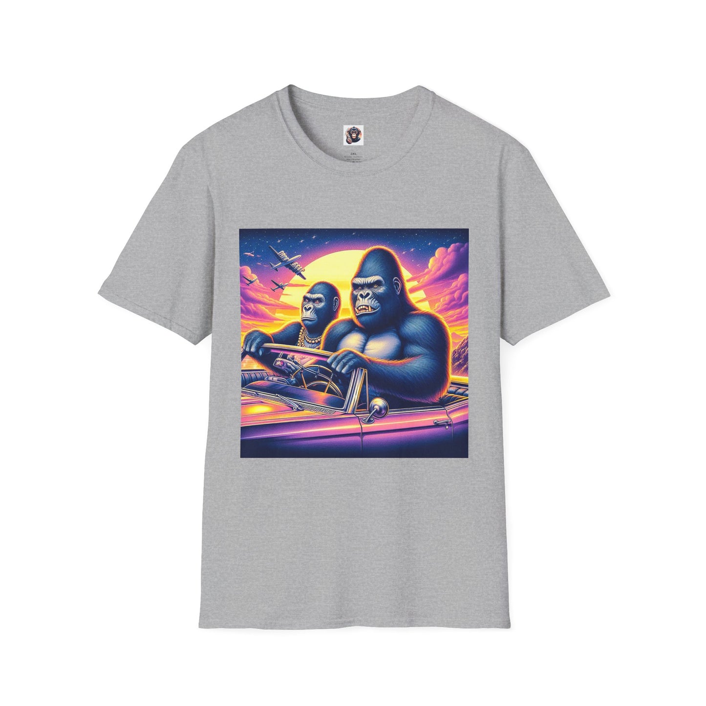 Wacky Gorilla pink car T-Shirt Printify XS Sport Grey