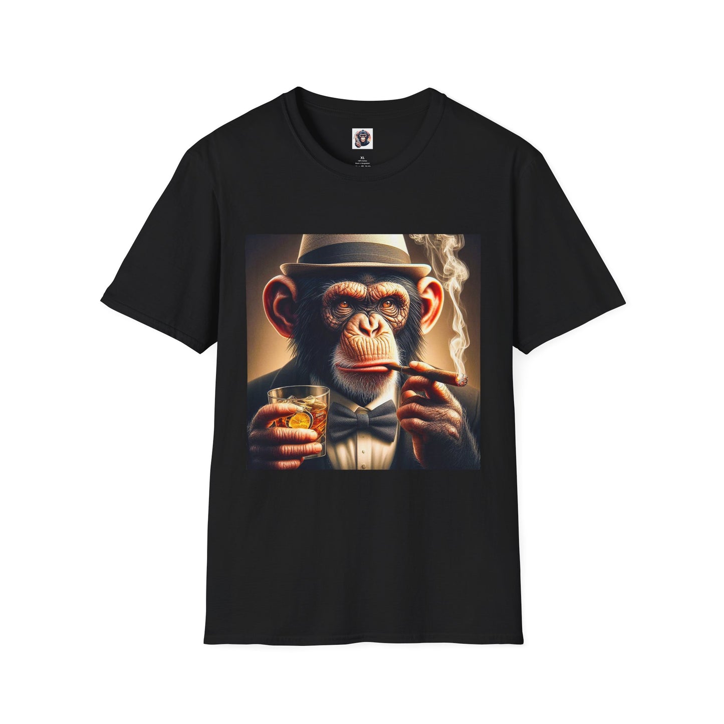 Chimp bar and smoking T-Shirt Printify XS Black