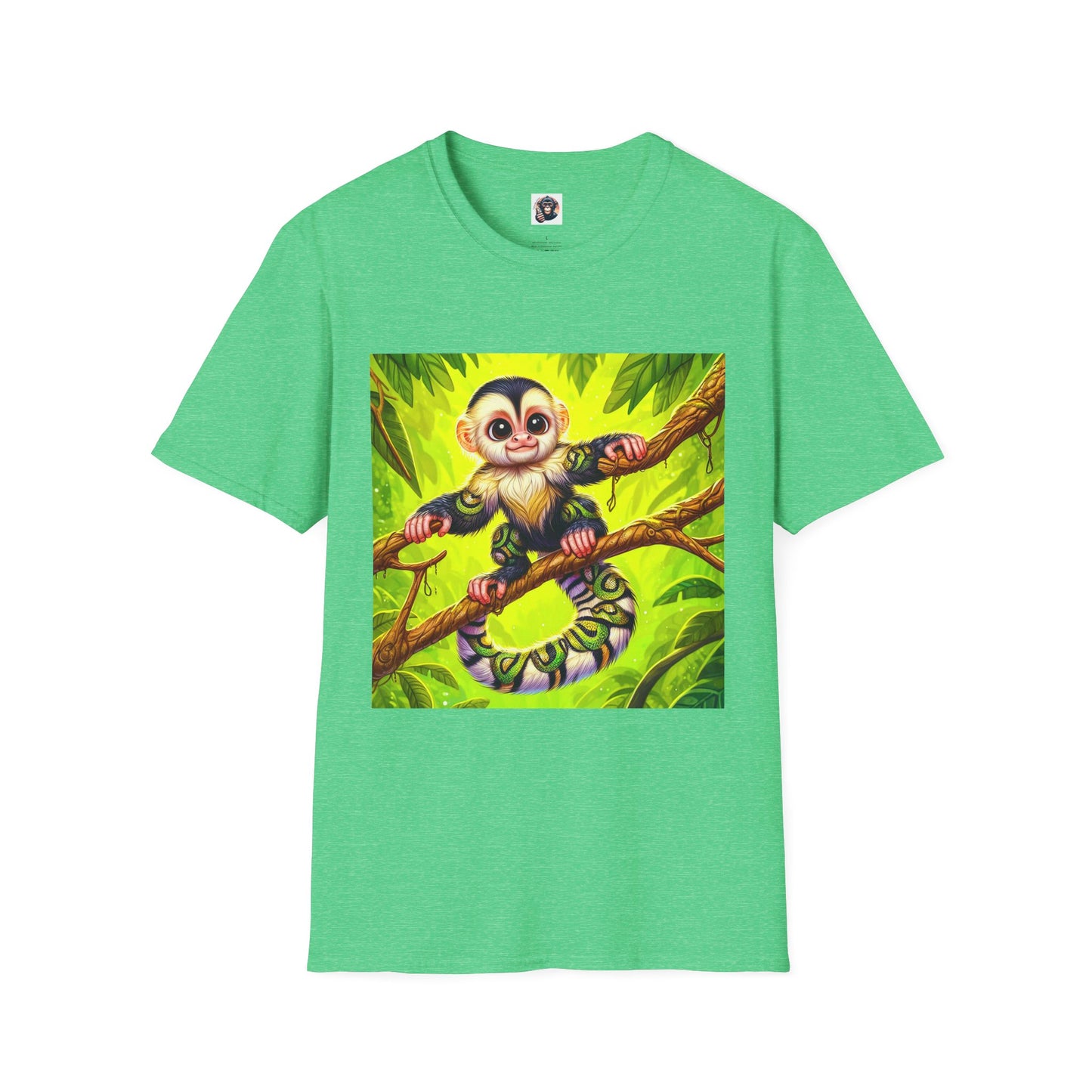 Capuchin Monkey T-Shirt Printify S Heather Irish Green 