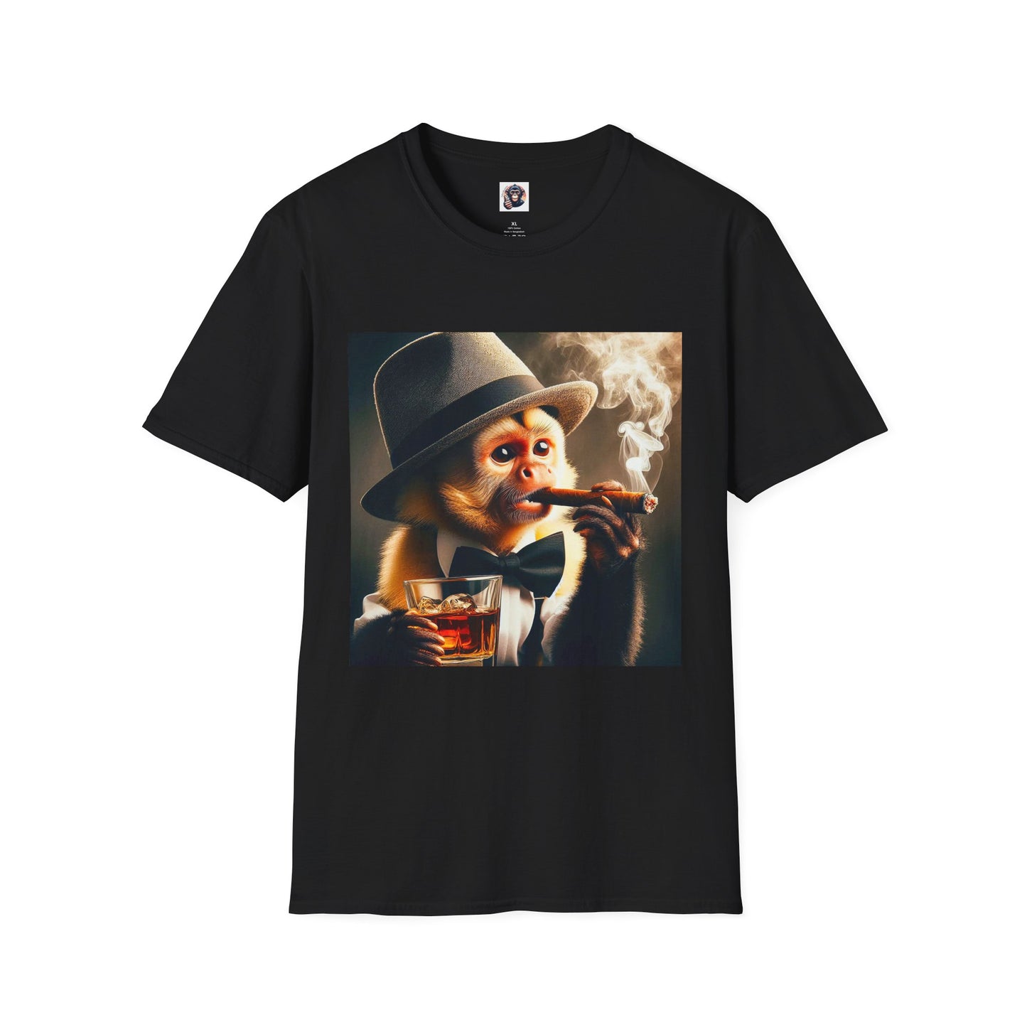 Capuchin Monkey cigar smoker T-Shirt Printify XS Black