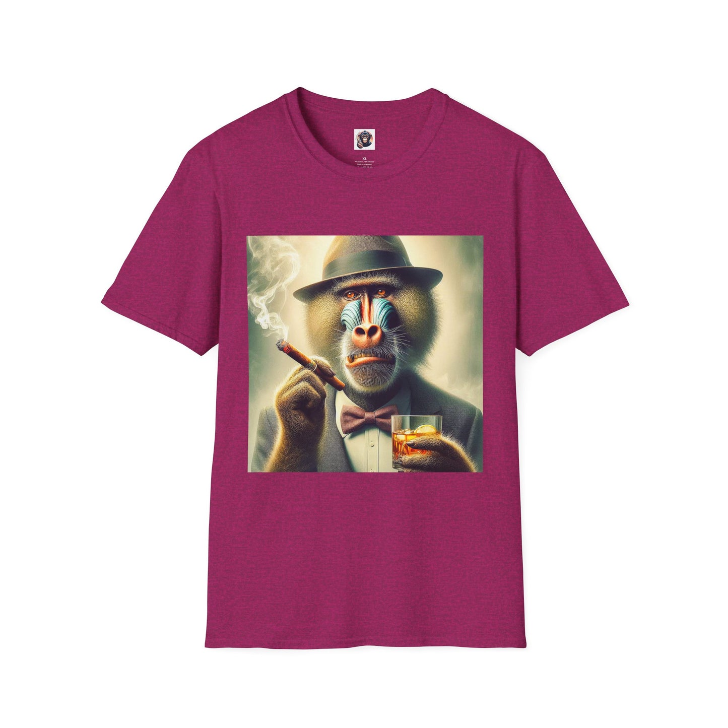 Baboon whiskey and cigars T-Shirt Printify S Antique Heliconia