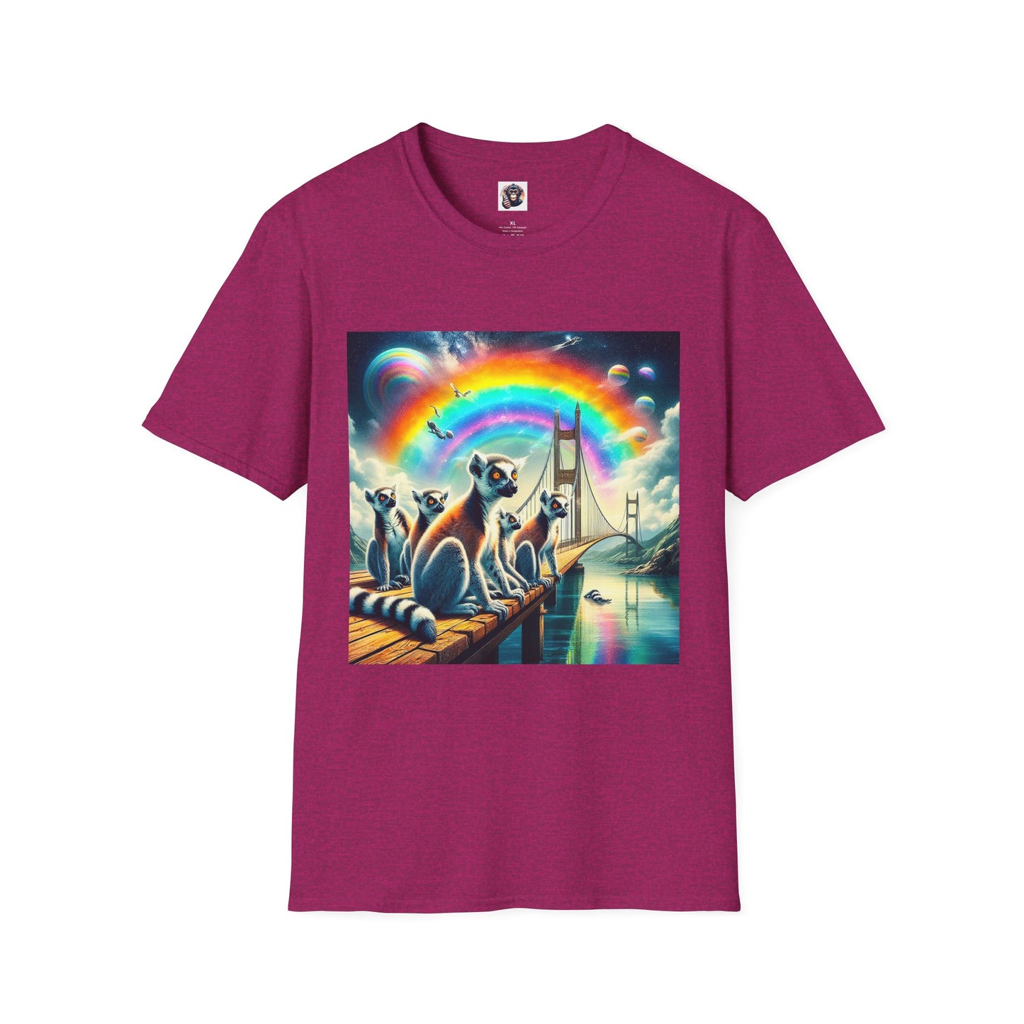 Lemurs rainbow bridge T-Shirt Printify S Antique Heliconia