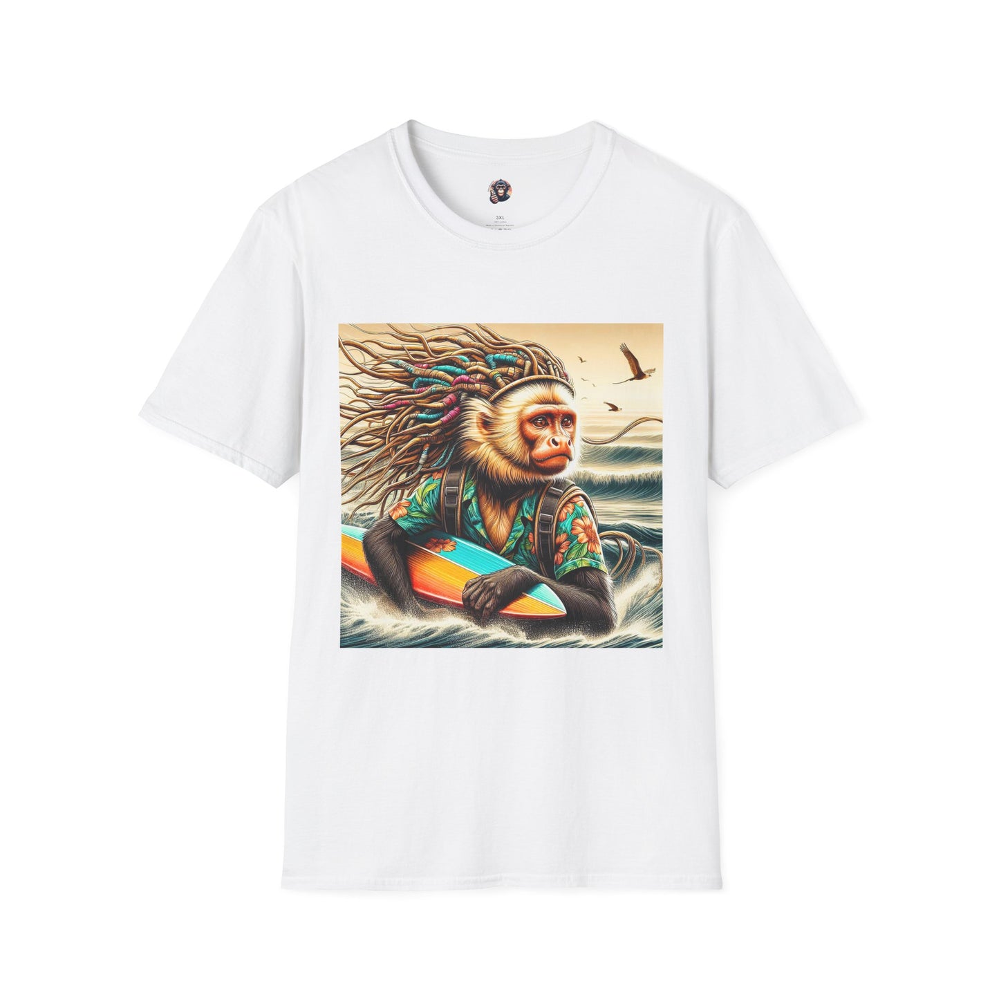 Capuchin Monkey T-Shirt Printify S White 