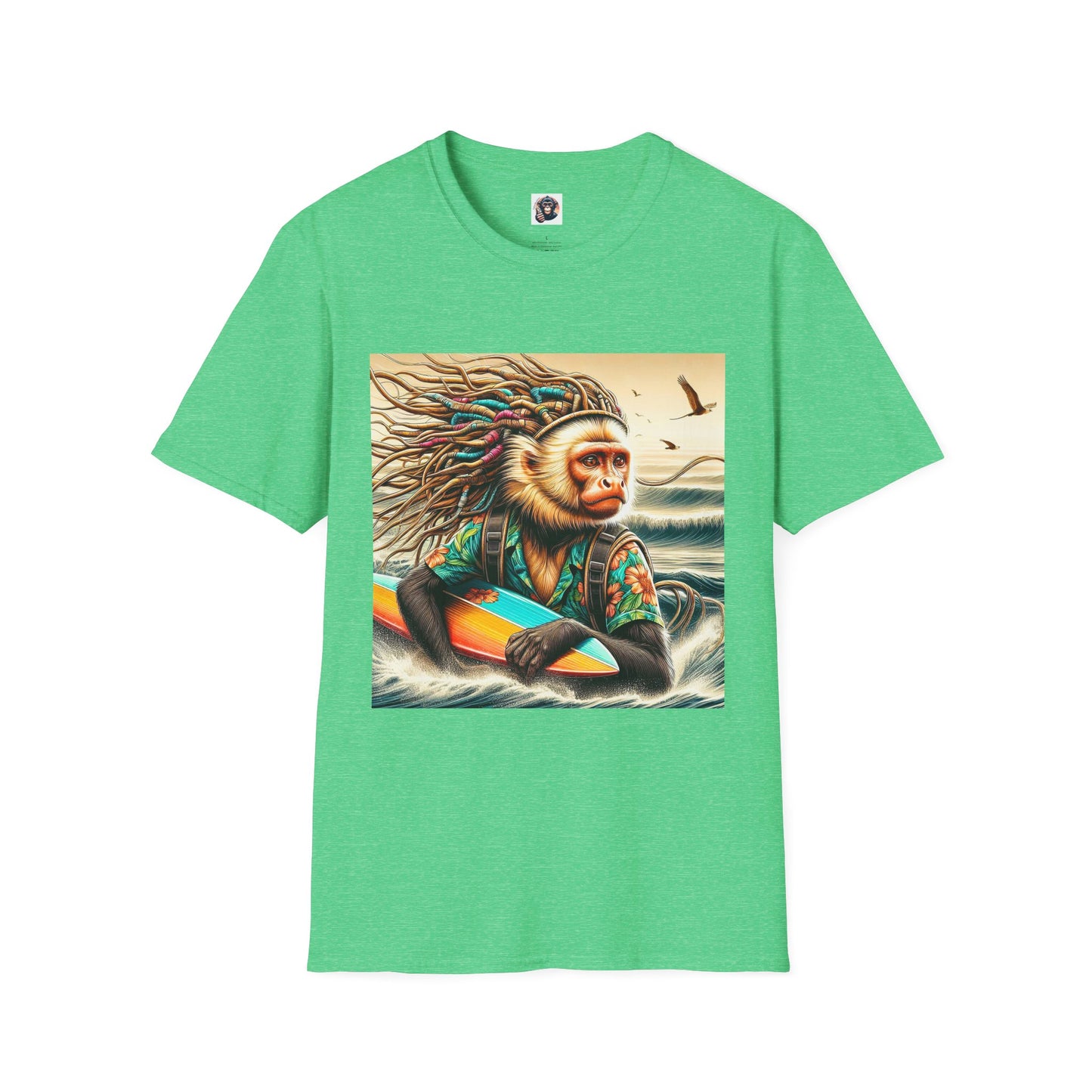 Capuchin Monkey T-Shirt Printify S Heather Irish Green 