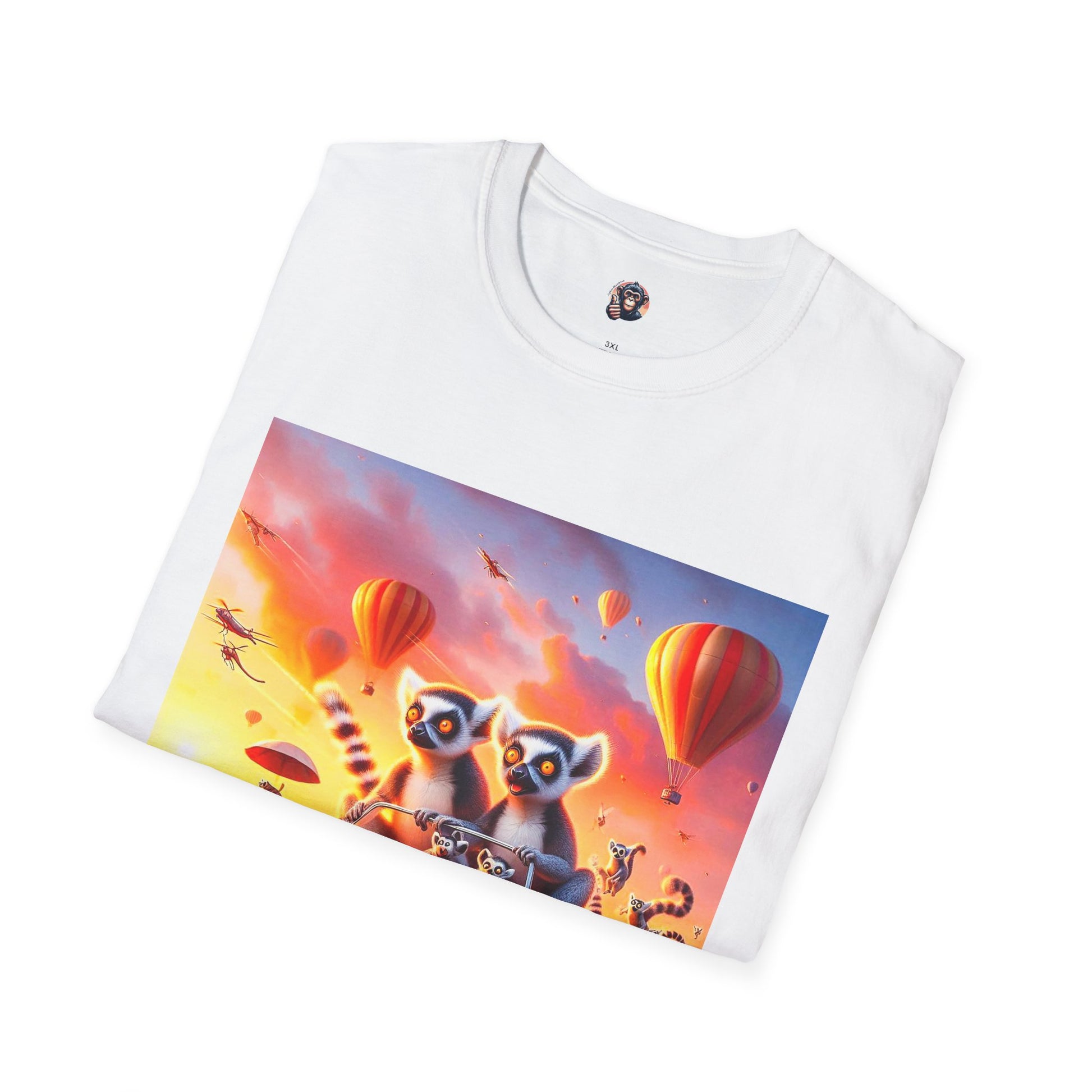 Wacky Lemurs hot air balloon T-Shirt Printify