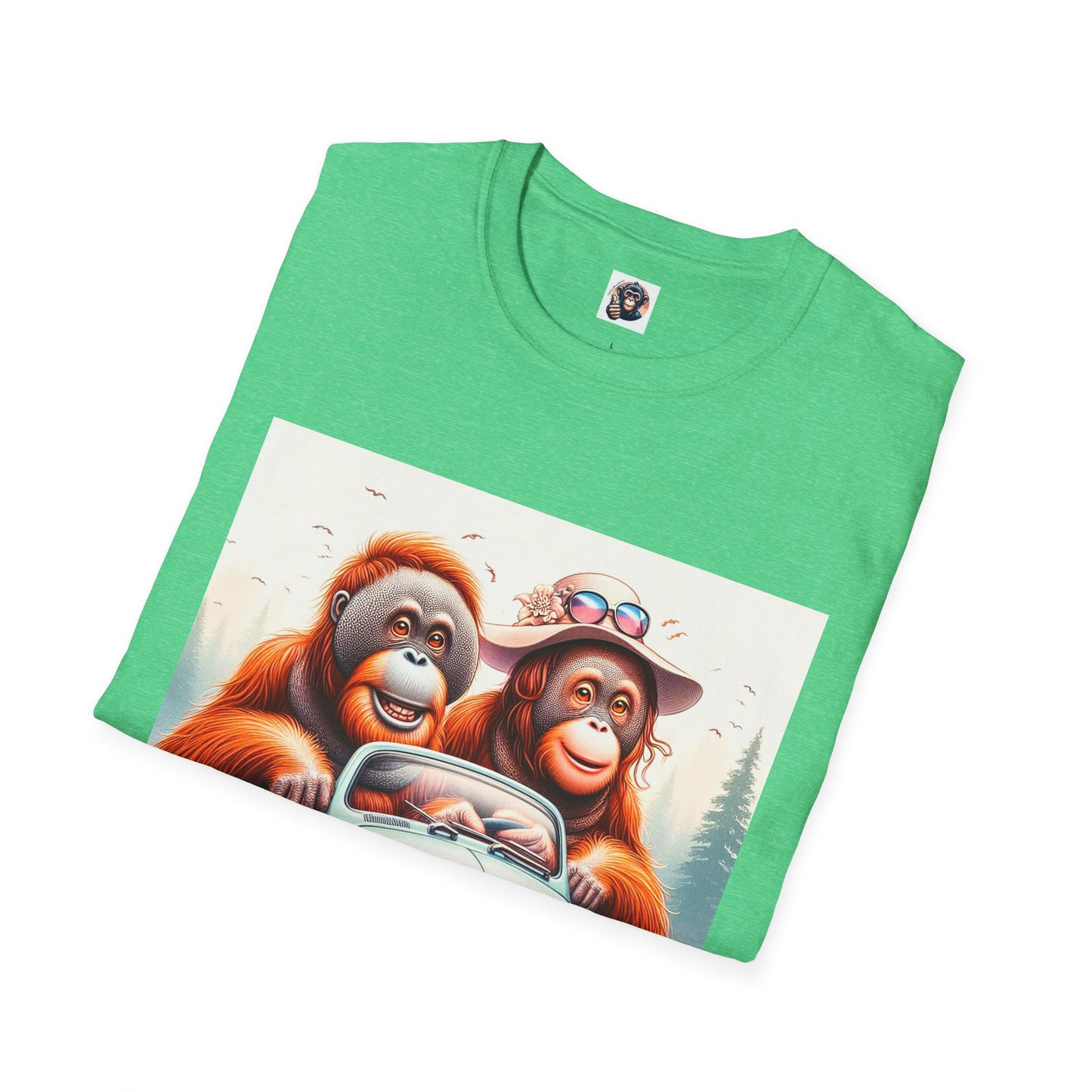 Orangutans blue car
