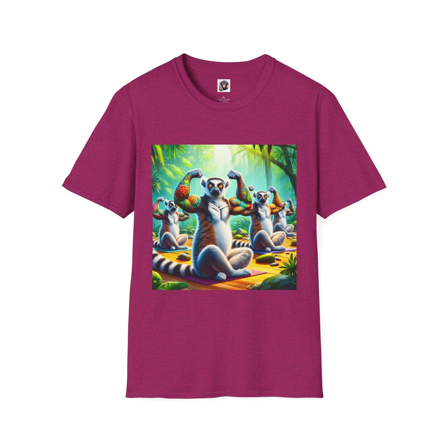 Lemurs yoga T-Shirt Printify S Antique Heliconia
