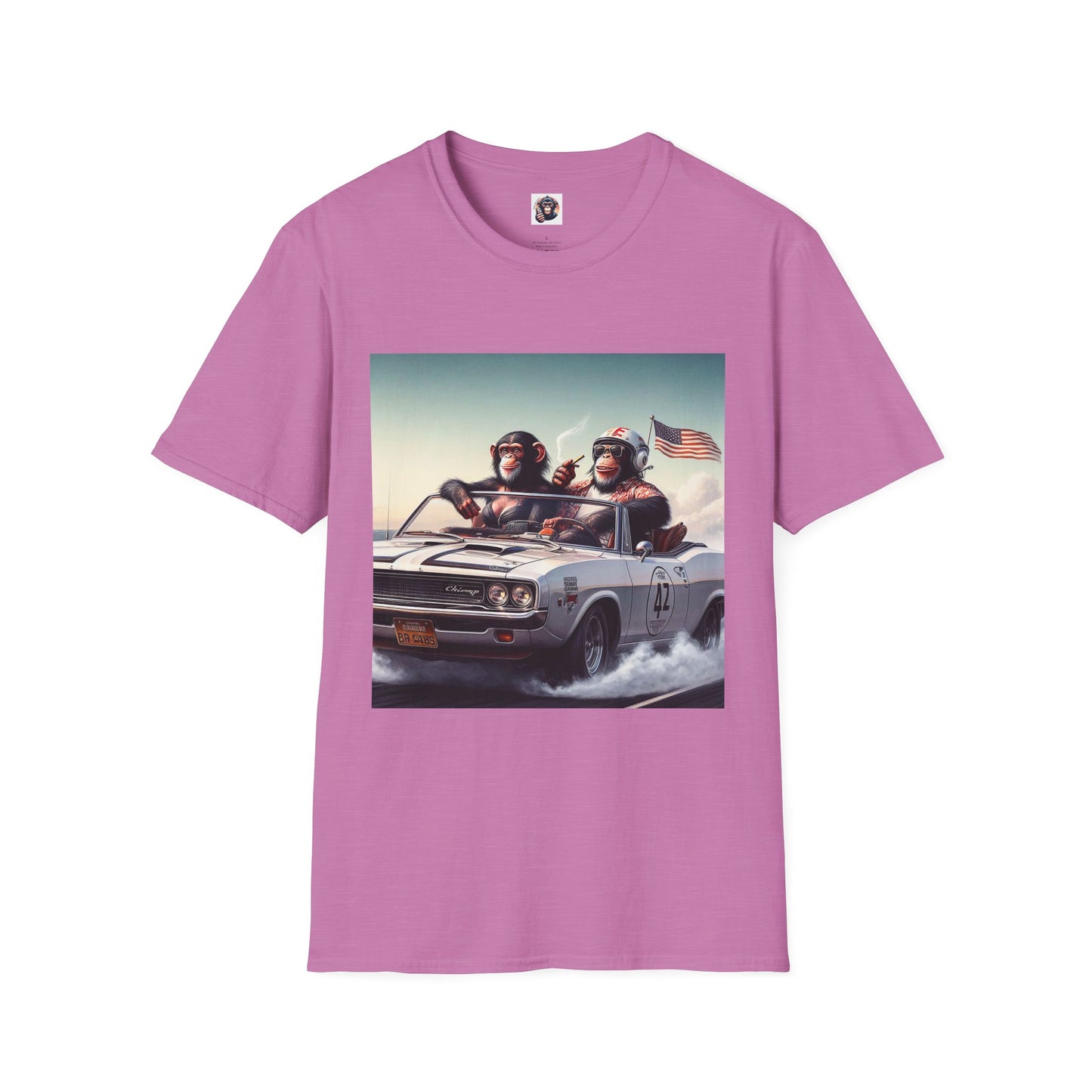 Wacky Chimp grey mustang T-Shirt Printify S Heather Radiant Orchid