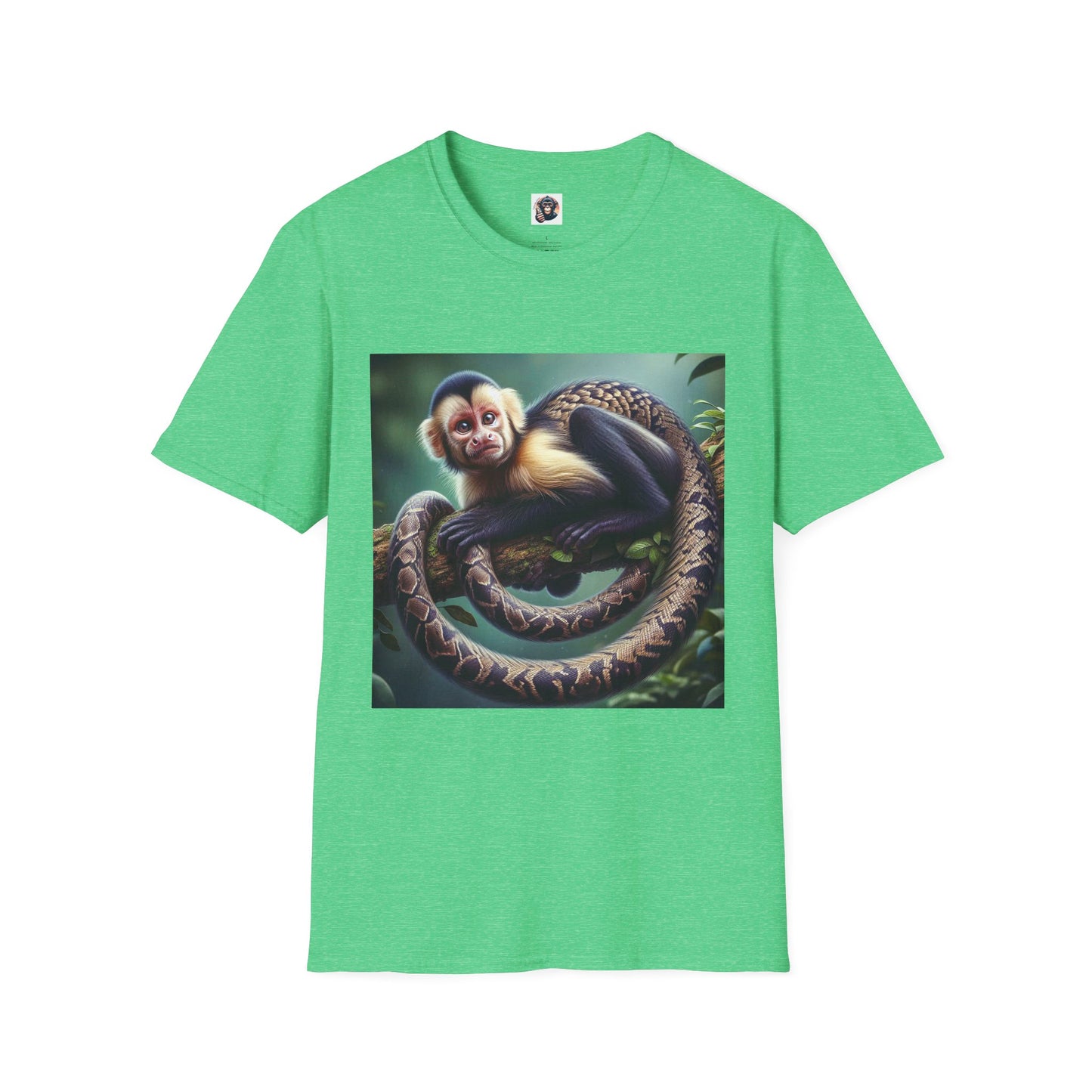 Capuchin Monkey T-Shirt Printify S Heather Irish Green 