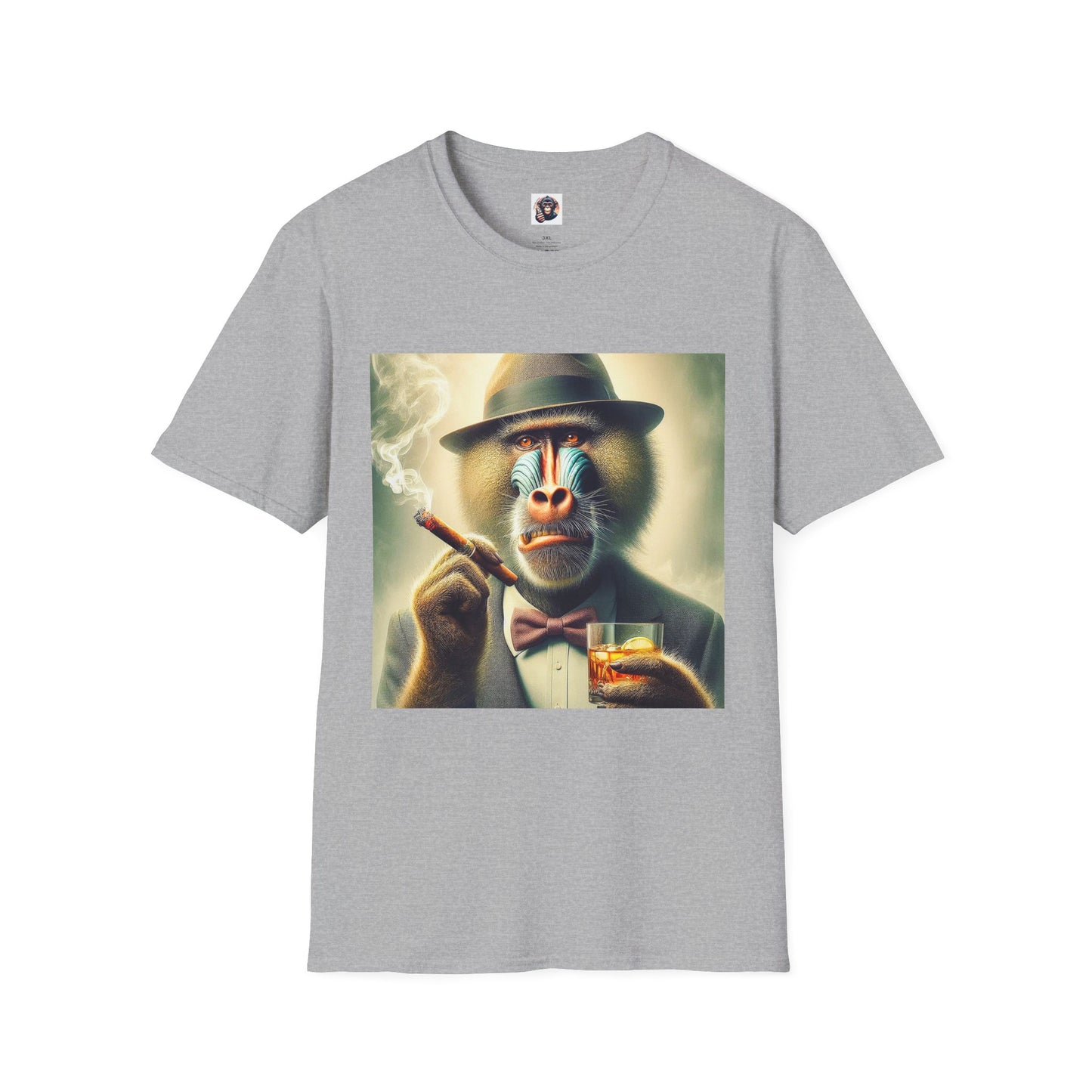 Baboon whiskey and cigars T-Shirt Printify XS Sport Grey